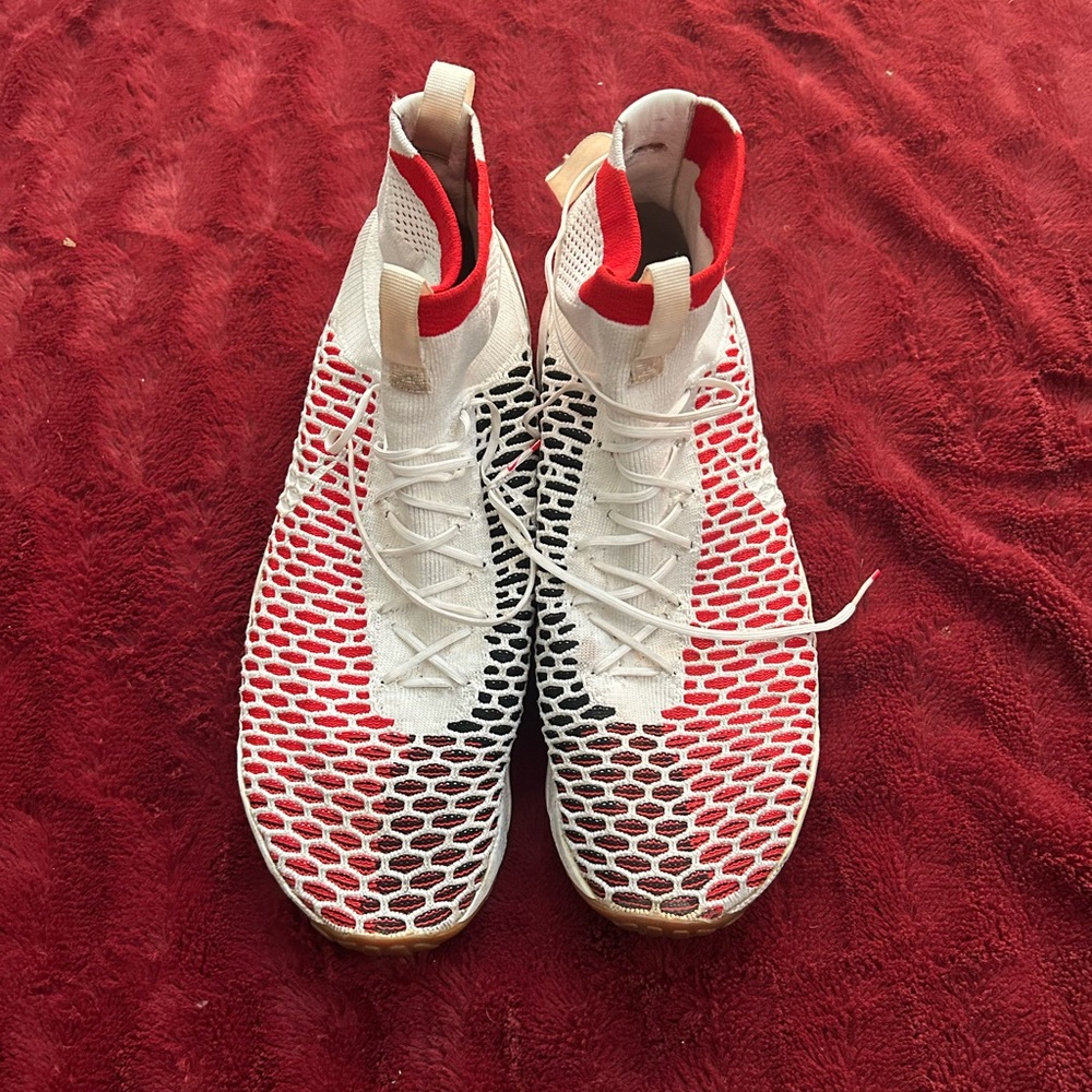 Used as is White and Red Mesh High-Top Nike Sneakers